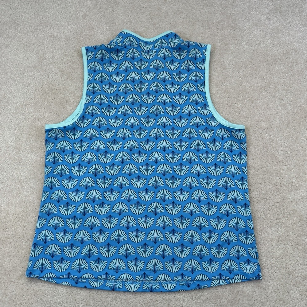 NWT Sigrid Olsen Golf & Tennis Top Womens L Blue Shell Print 1/4 Zip  Wicking - Picture 2 of 5